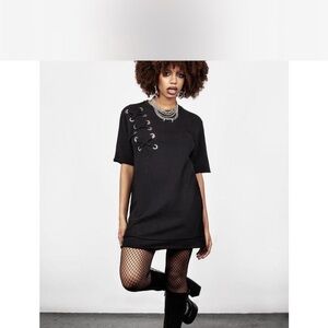 Disturbia Black Mishap Lace-up T-Shirt Dress